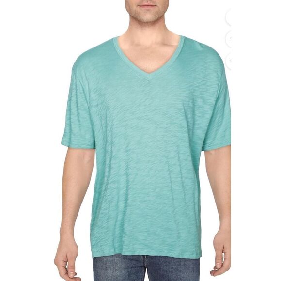 ATM Mens V-Neck Slub T-Shirt Green NWT Size Small - Picture 1 of 8